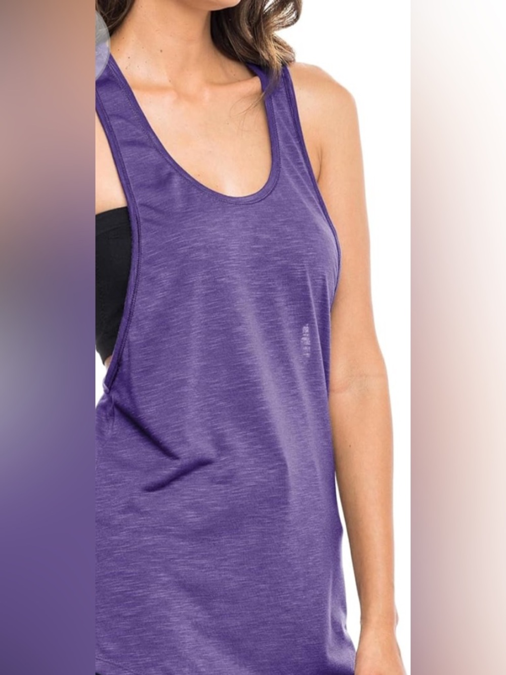 Women's Purple Scoop Neck Tank Top. Work out top.